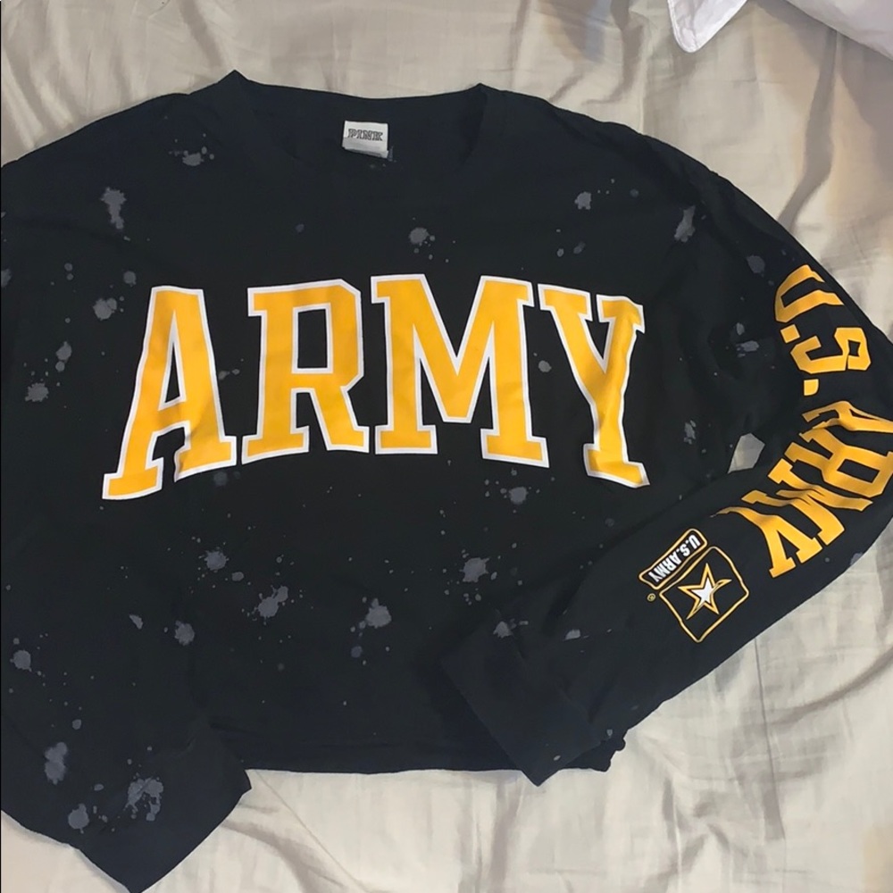 PINK army cropped bleached long sleeve